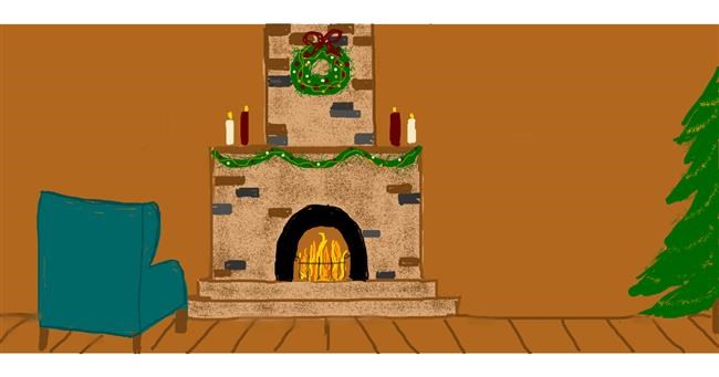 Drawing of Fireplace by robee