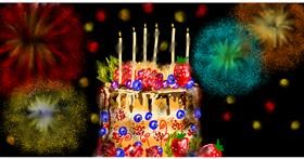 Drawing of Birthday cake by Eclat de Lune