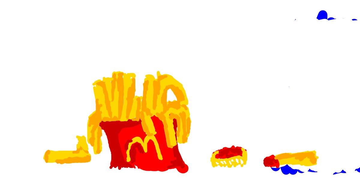 Drawing of French fries by Brown Woodcock