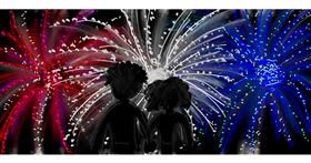Drawing of Fireworks by Sunzee