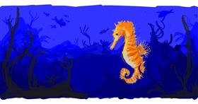 Drawing of Seahorse by Paranoia