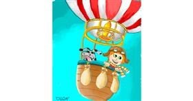 Drawing of Hot air balloon by GreyhoundMama