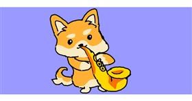 Drawing of Saxophone by Rain
