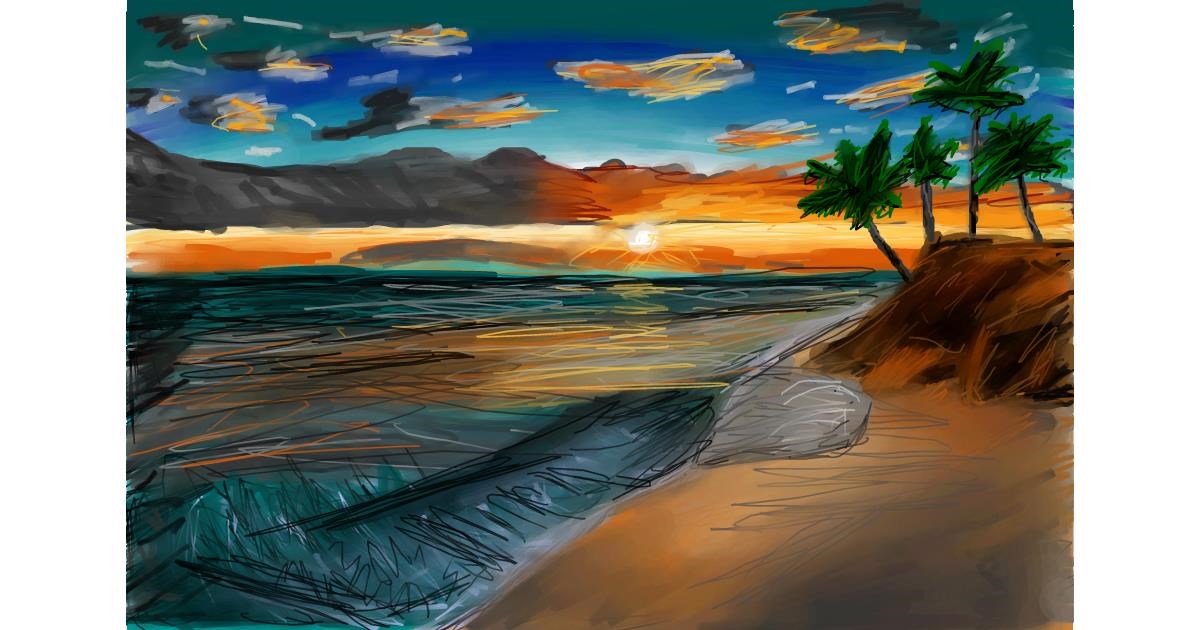Drawing of Beach by Soaring Sunshine