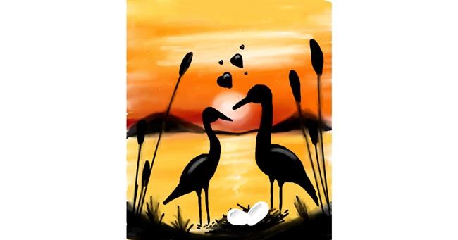 Drawing of Stork by Ranjith Sarathy