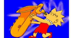 Drawing of Lisa Simpson by Flowerpot