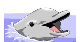 Drawing of Dolphin by flowerpot
