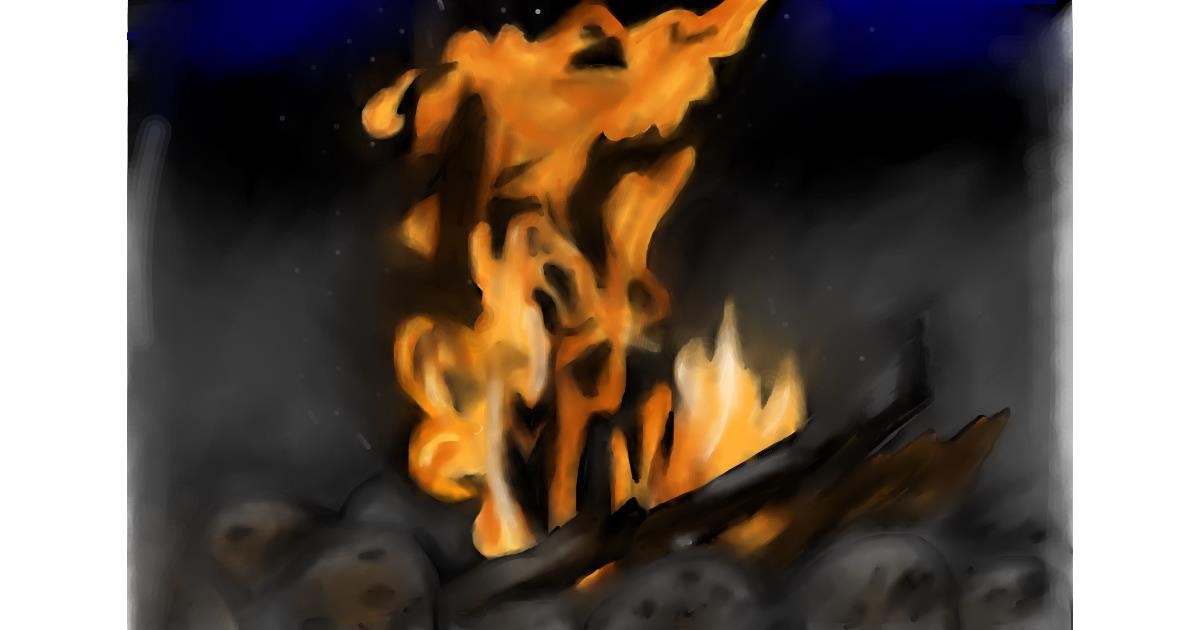 Drawing of Campfire by Jan