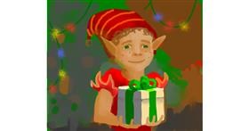 Drawing of Christmas elf by Ja