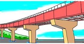 Drawing of Bridge by Swimmer 
