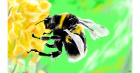 Drawing of Bumblebee by Flowerpot