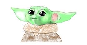 Drawing of Baby Yoda by Debidolittle
