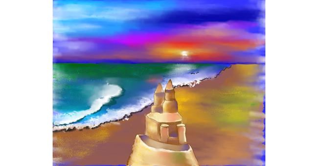 Drawing of Sand castle by Cec
