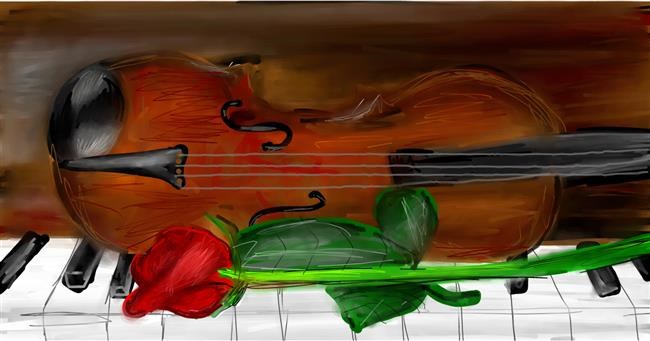 Drawing of Violin by Mia