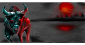 Drawing of Bison by DREADVOID