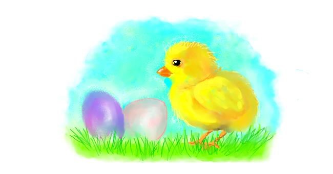 Drawing of Easter chick by Debidolittle