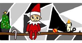 Drawing of Christmas elf by a