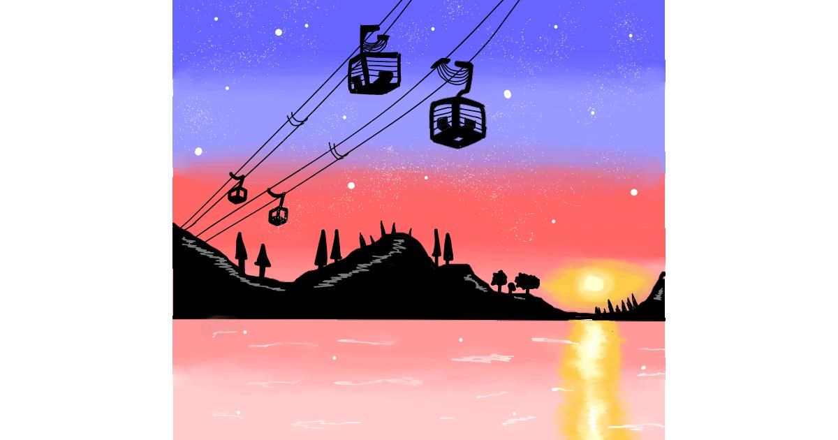 Drawing of Cable car by Holy Kirbo