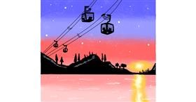 Drawing of Cable car by Holy Kirbo