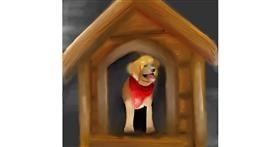 Drawing of Dog house by Aastha