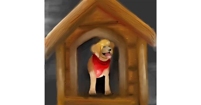 Drawing of Dog house by Aastha
