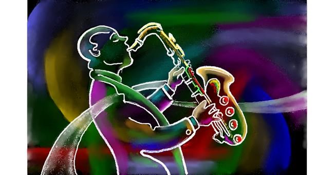 Drawing of Saxophone by GJP