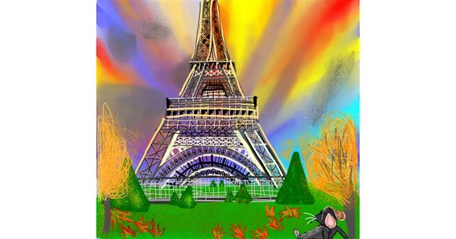 Drawing of Eiffel Tower by Gzell
