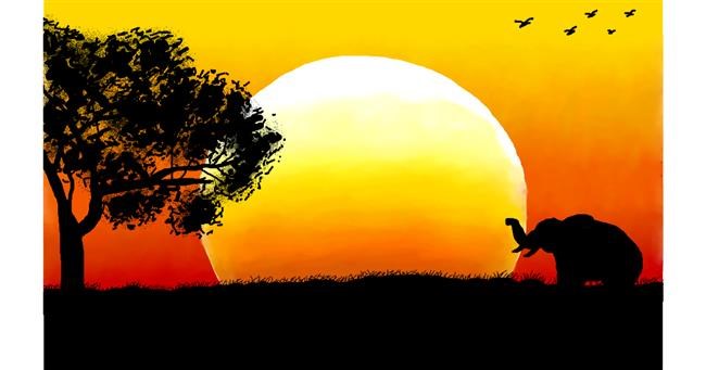 Sonnenuntergang-Zeichnung von Humo de copal
