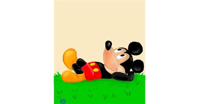 Drawing of Mickey Mouse by GreyhoundMama