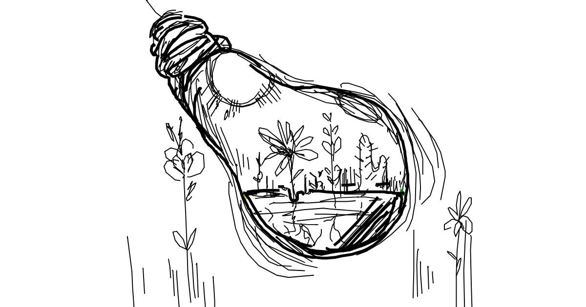 Drawing of Light bulb by egg