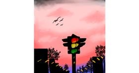 Drawing of Traffic light by Bishakha