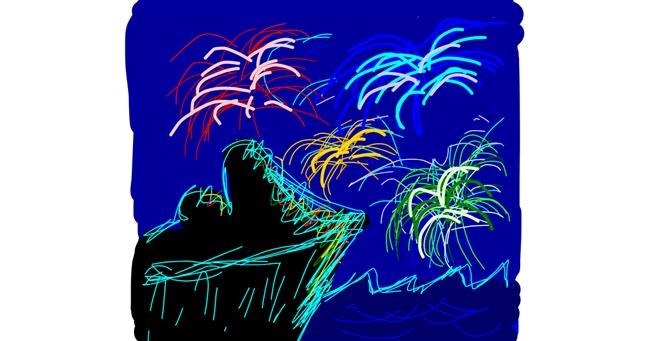 Drawing of Fireworks by Rebecca