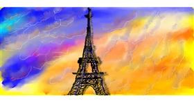 Drawing of Eiffel Tower by lu