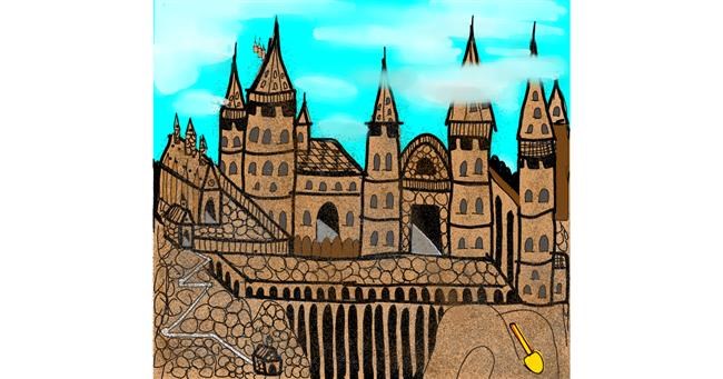 Drawing of Sand castle by Gzell