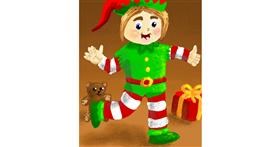 Drawing of Christmas elf by Thomas