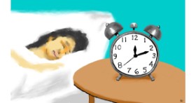 Drawing of Alarm clock by Flowerpot
