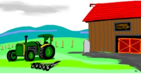 Drawing of Tractor by Swimmer
