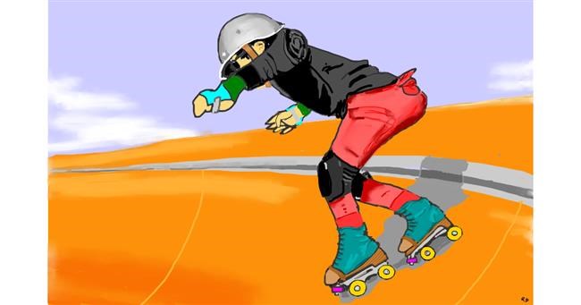 Drawing of Roller Skates by Swimmer
