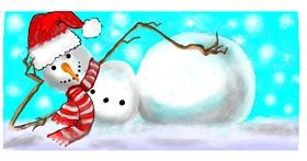 Drawing of Snowman by Debidolittle