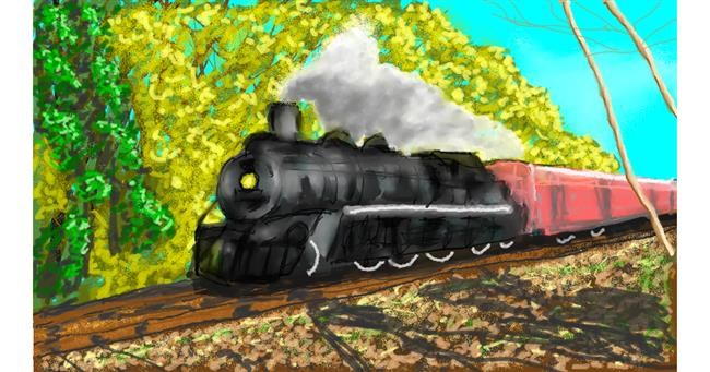 Drawing of Train by Humo de copal