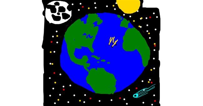 Drawing of Earth by Powersave Airlines