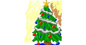 Drawing of Christmas tree by KitLlwynog