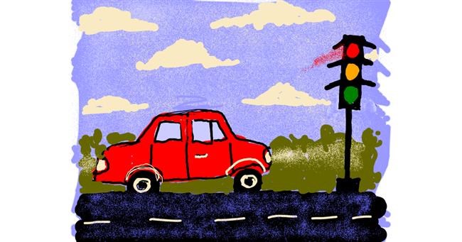 Drawing of Traffic light by Cherri