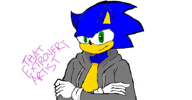 Drawing of Sonic the hedgehog by ThatExtrovertArtist