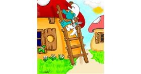 Drawing of Smurf by GreyhoundMama