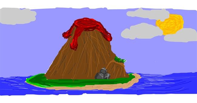 Drawing of Volcano by Bob Ross lives on!