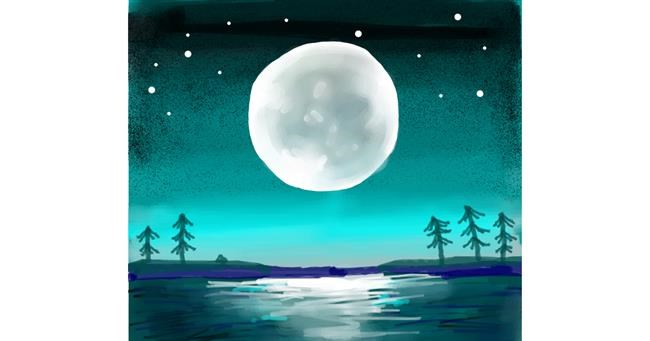 Drawing of Moon by Ja