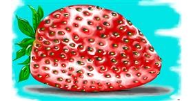 Drawing of Strawberry by flowerpot