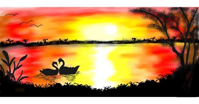 Sonnenuntergang-Zeichnung von Kim