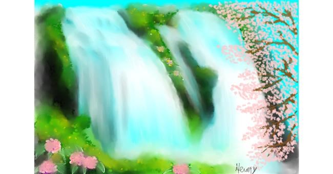 Drawing of Waterfall by Wizard